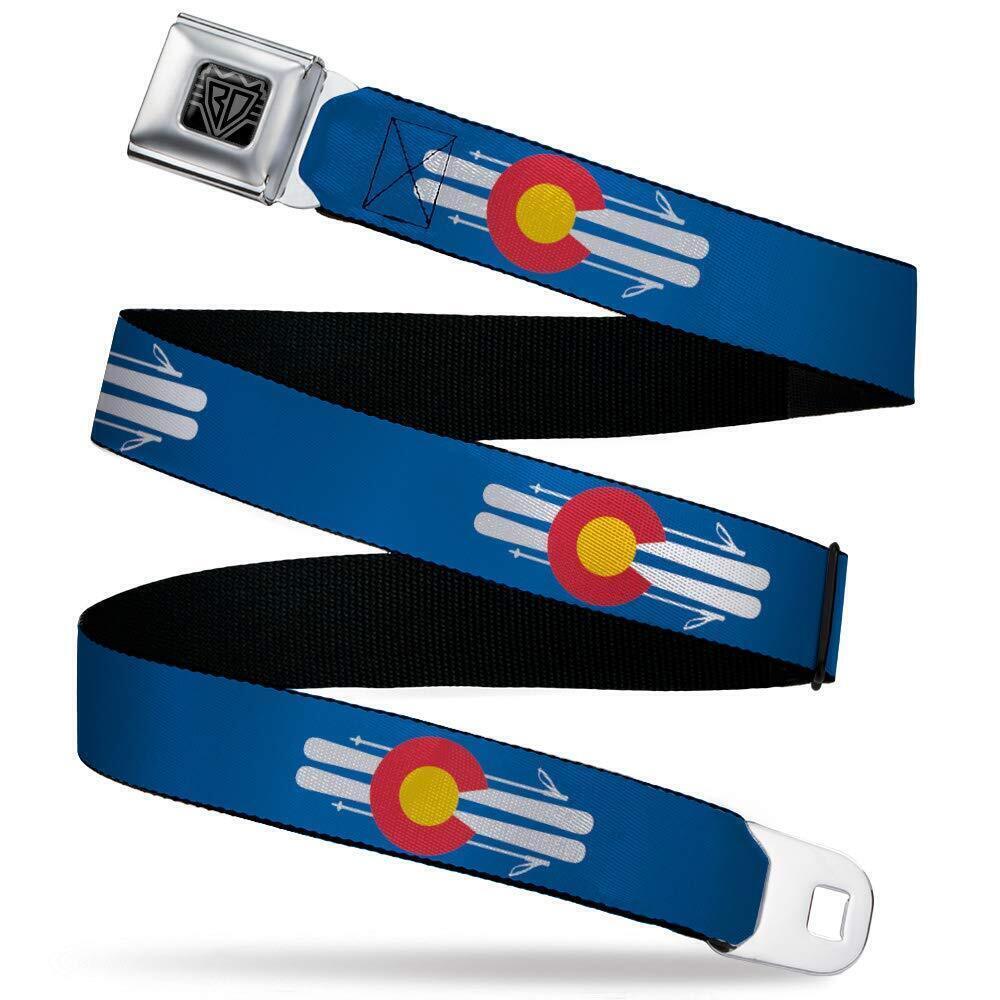 4460 Seatbelt Belt Kids, Colorado Logo/Skis Blue/White/red/Yellow, 1.0"